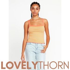 VOLCOM // multi-colored stripe super soft knit cami style tank top